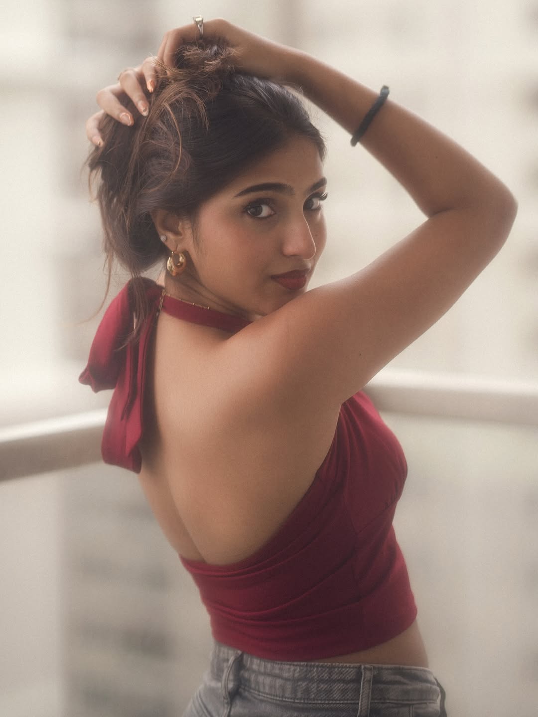 Pranavi Manukonda glowing in elegant outfit, exuding bold floral charm