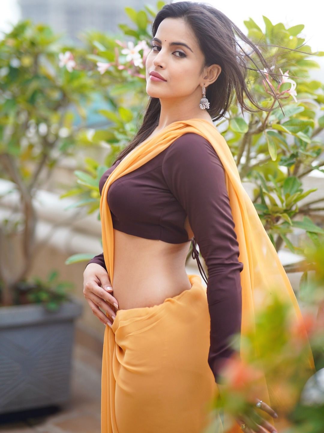 Pratiba Chaudary Poses Gracefully In A Yellow Saree