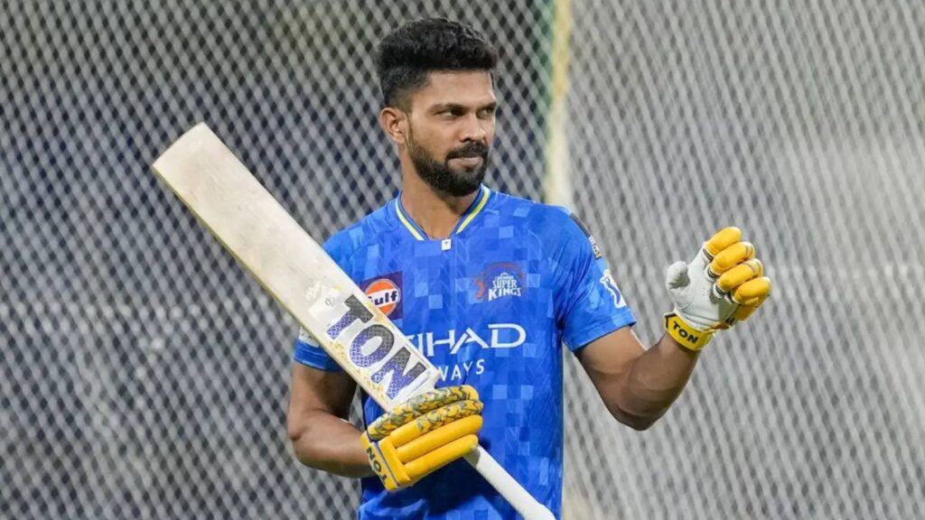 Ruturaj Gaikwad in cricket action