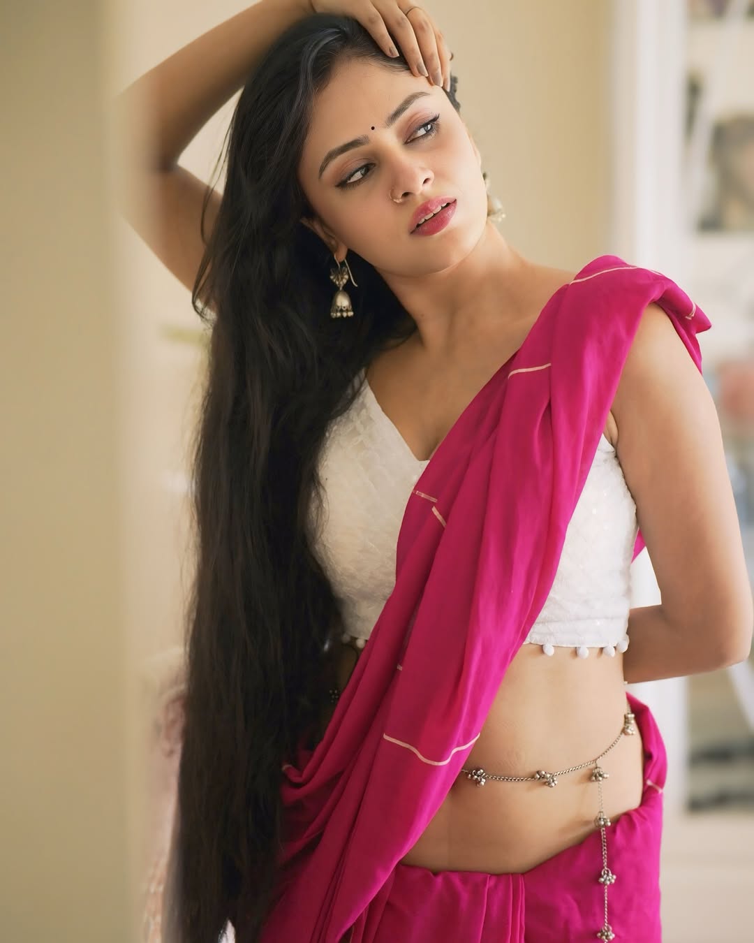 Radiant Sanya Thakur flaunts slim waist in chic fashionable outfit.