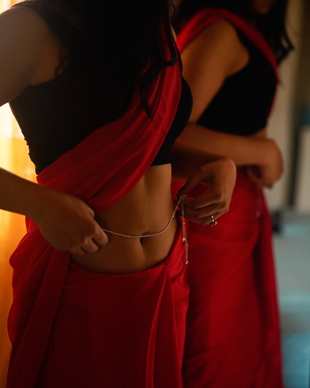 Red Saree Shalini Singh stuns with timeless elegance and beauty