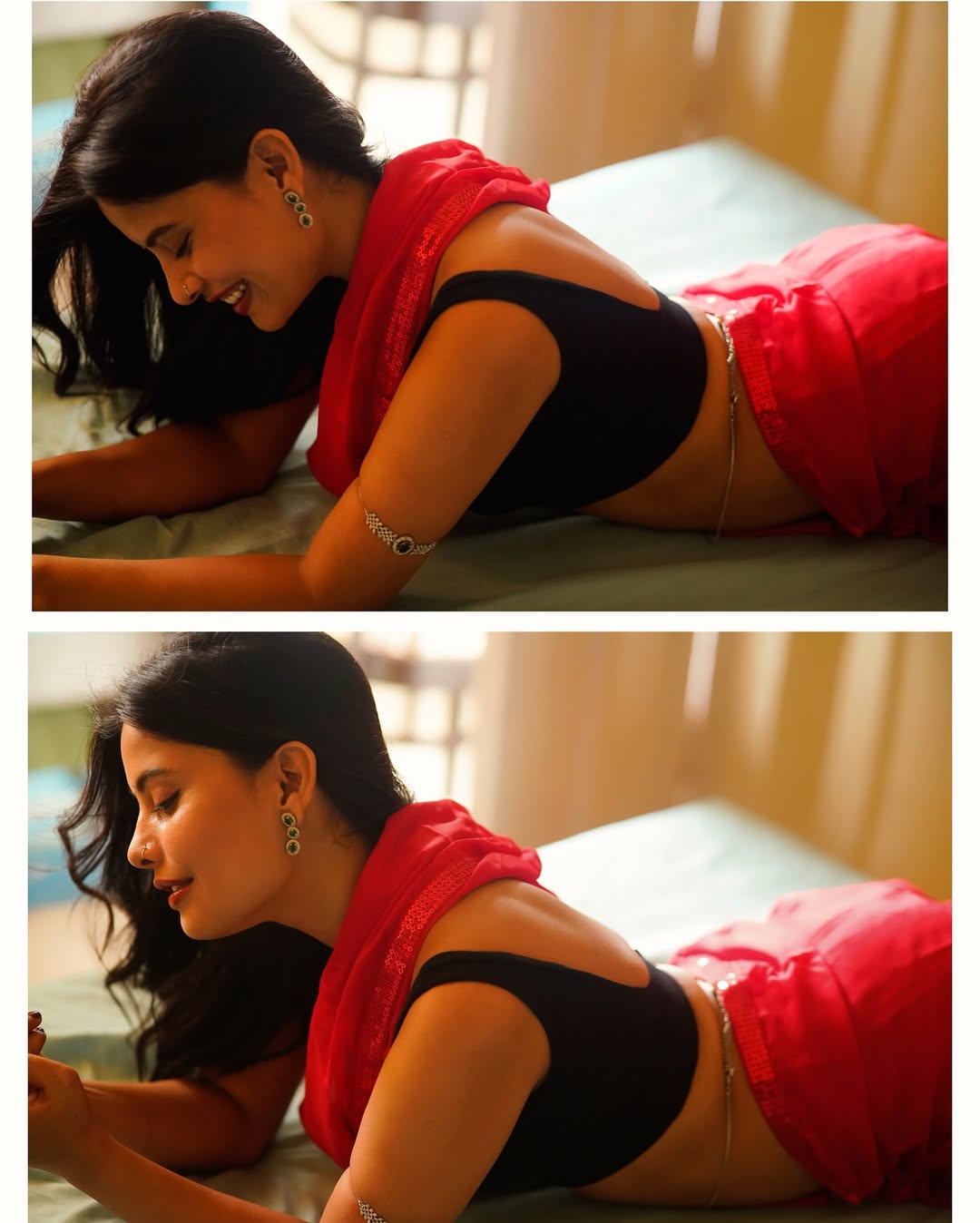 Shalini Singh Red Saree stuns with glowing beauty and grace