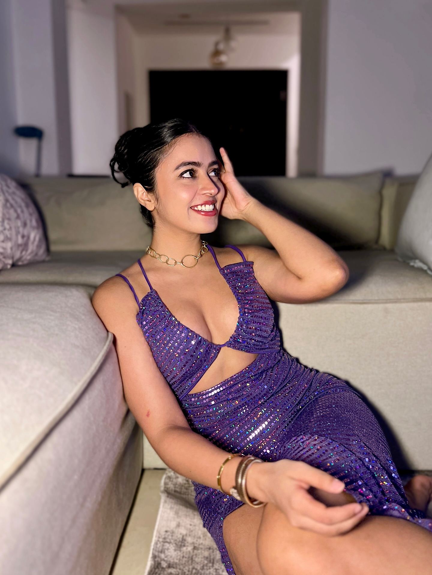 Shobhita Rana Rocks Purple Glam Dress Flaunting Curves