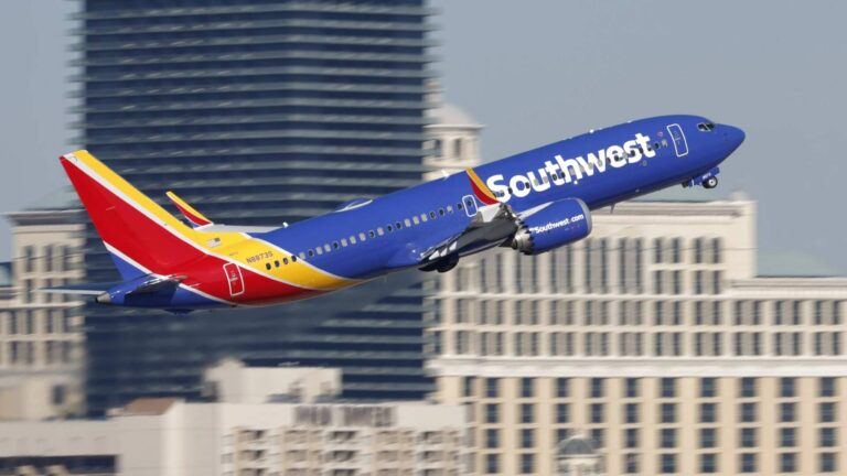 Southwest Airlines aircraft in flight