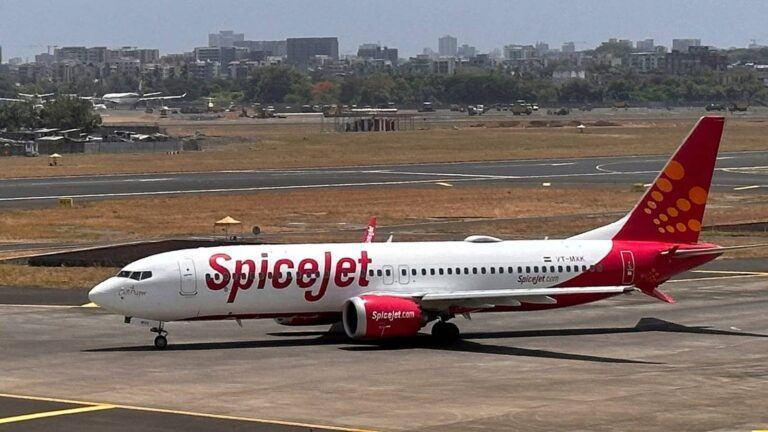 SpiceJet aircraft on airport runway