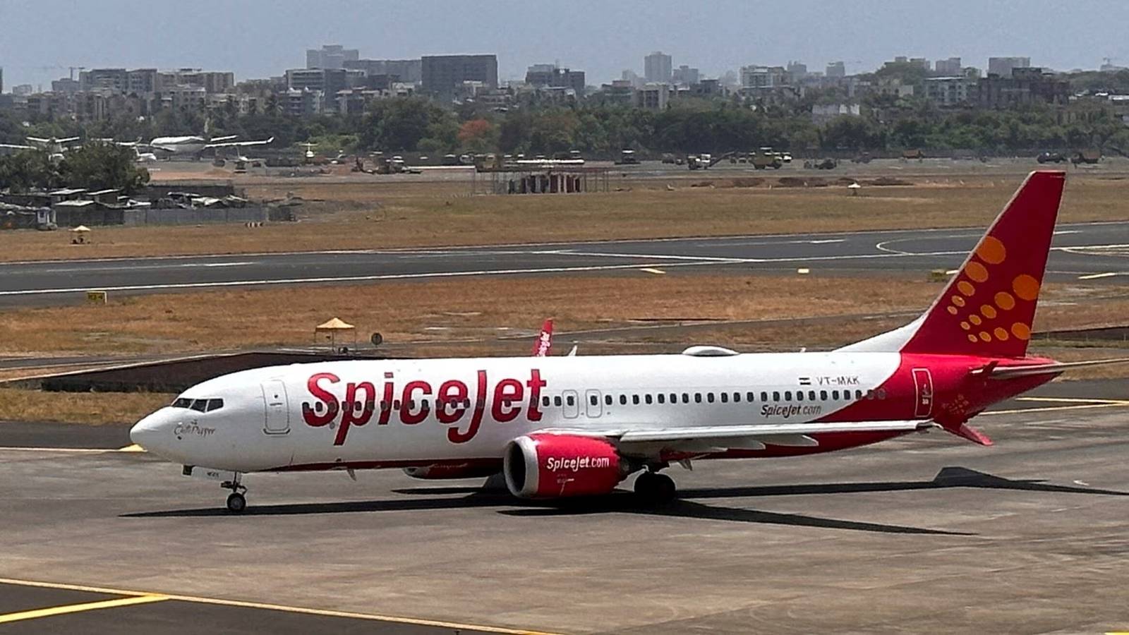SpiceJet aircraft on airport runway
