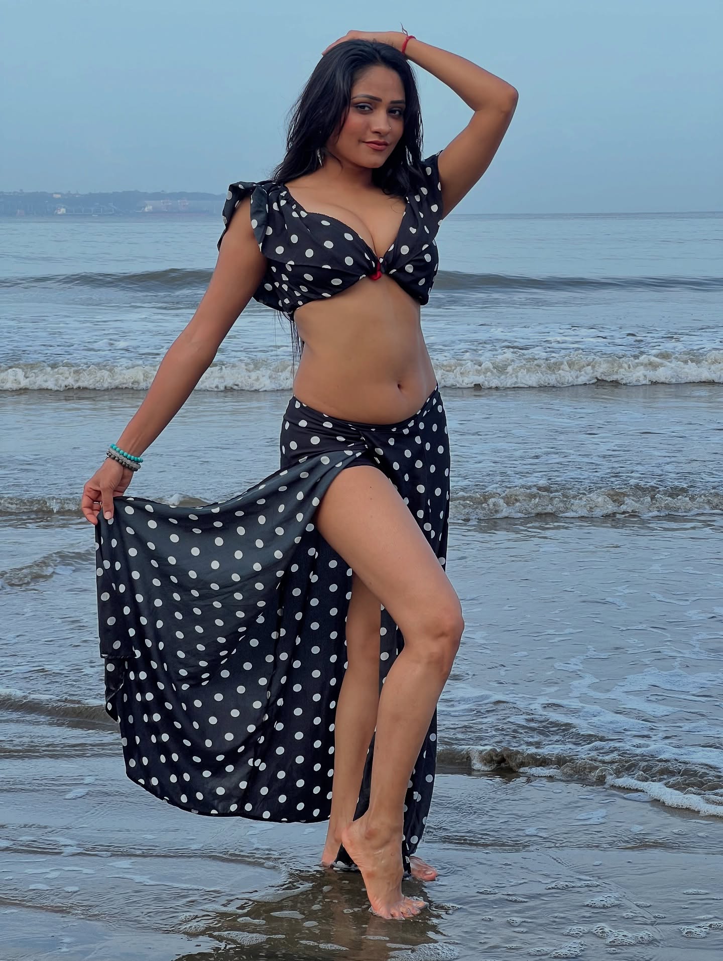 Swetha Sharma Sizzles In Polka Dot Outfit Pose