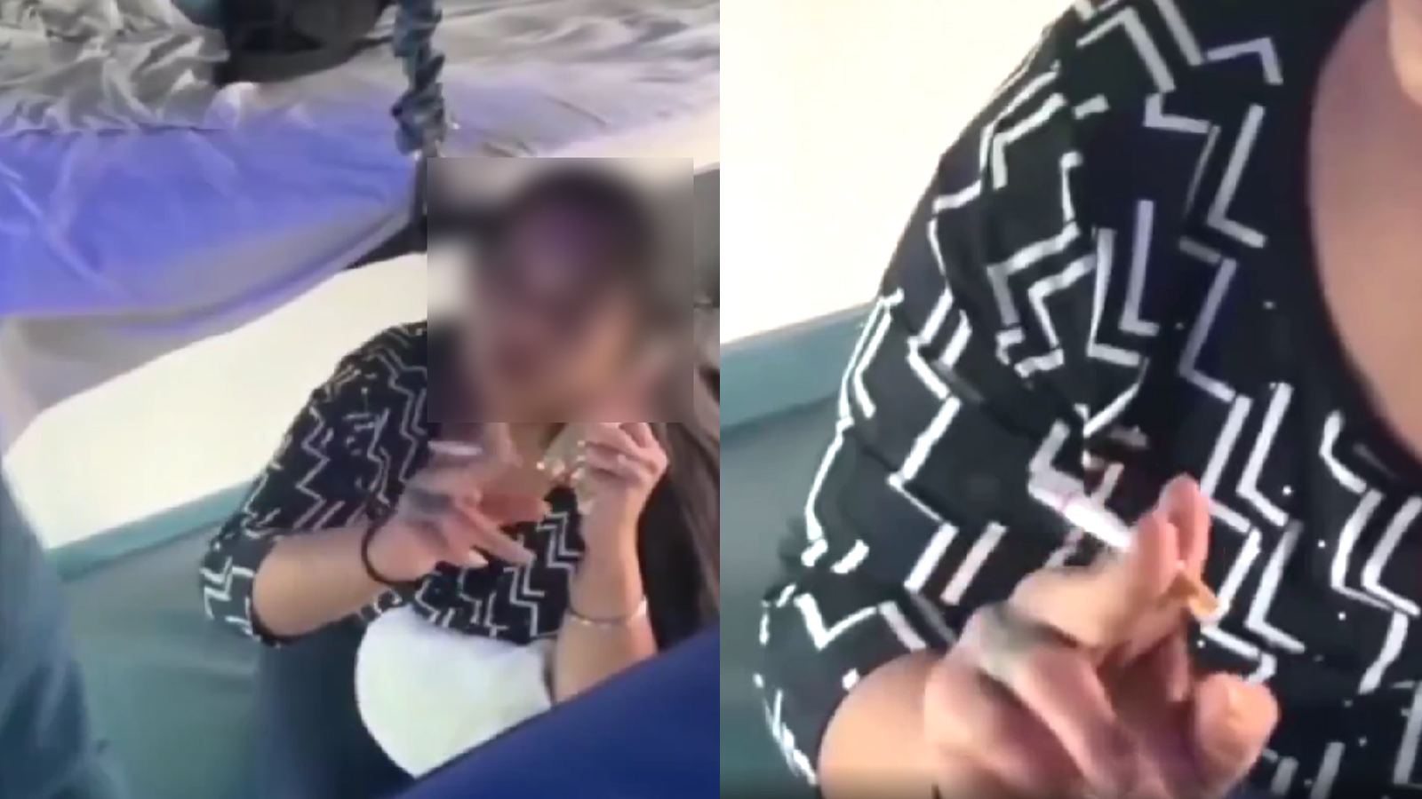 Woman smoking inside train coach viral