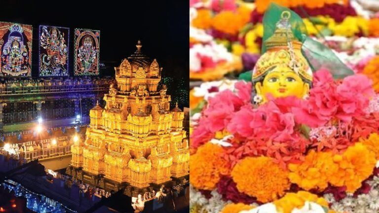 Women celebrating Bathukamma and families enjoying Dasara festivals in Telugu states