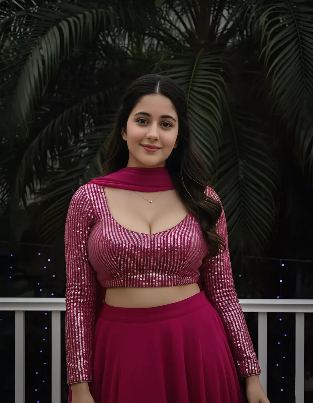 Aastha Poses In Pink Sequin Ethnic Outfit