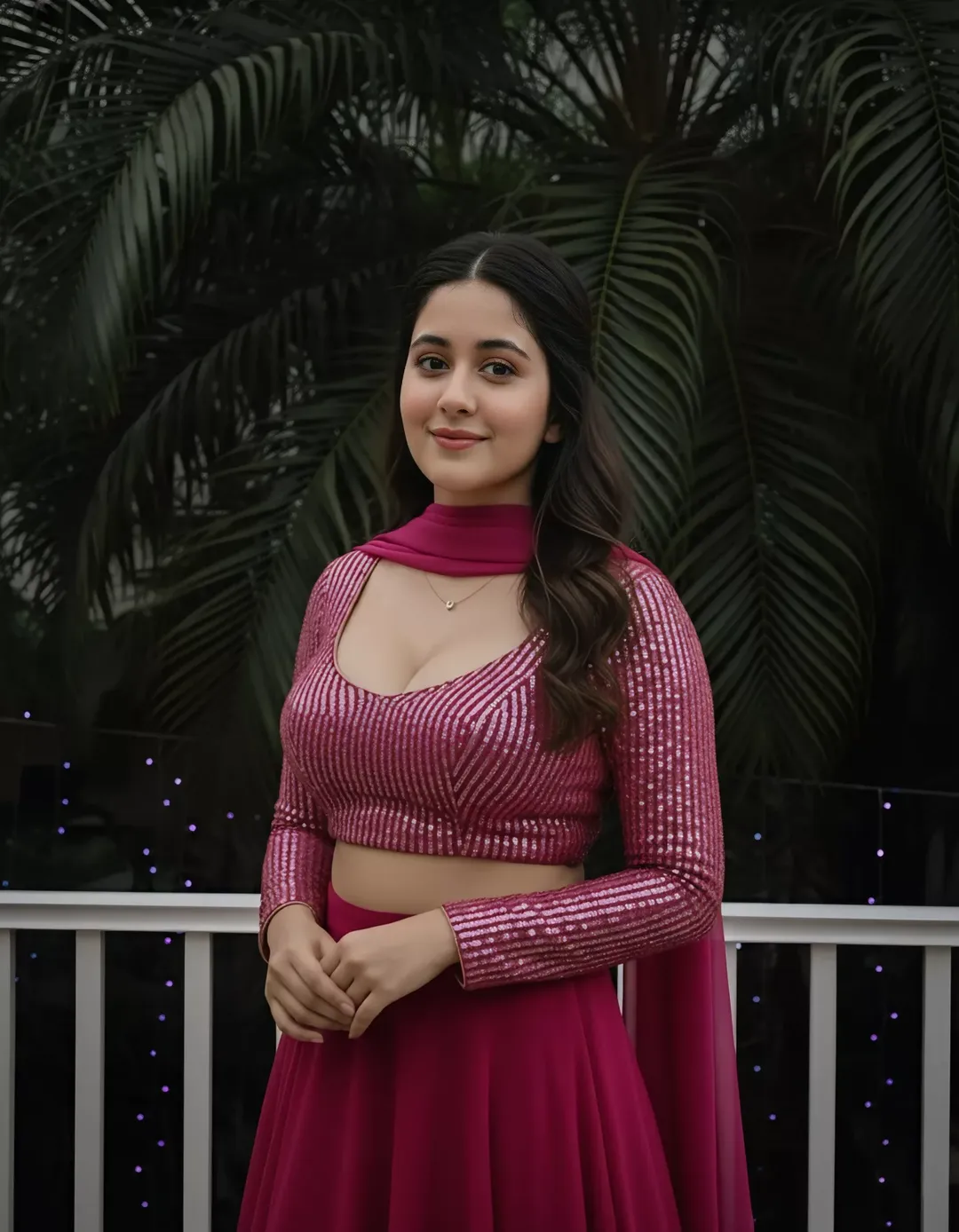 Aastha Poses Gracefully In Pink Ensemble