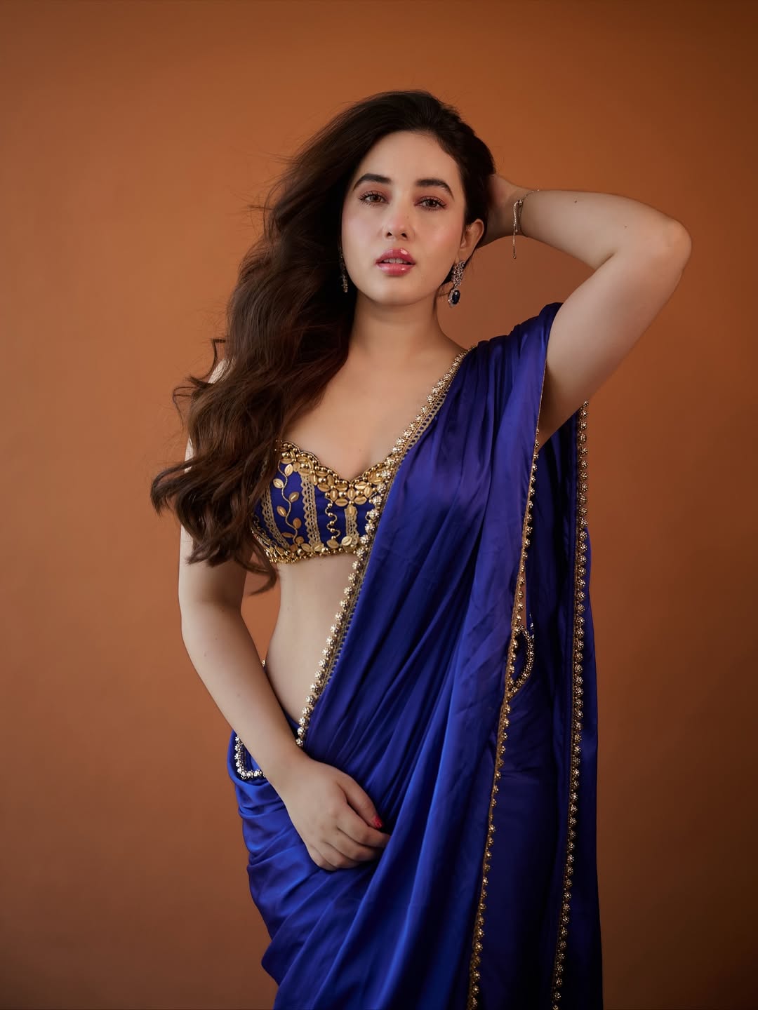 Aditi Budhathoki In Blue Embellished Blouse