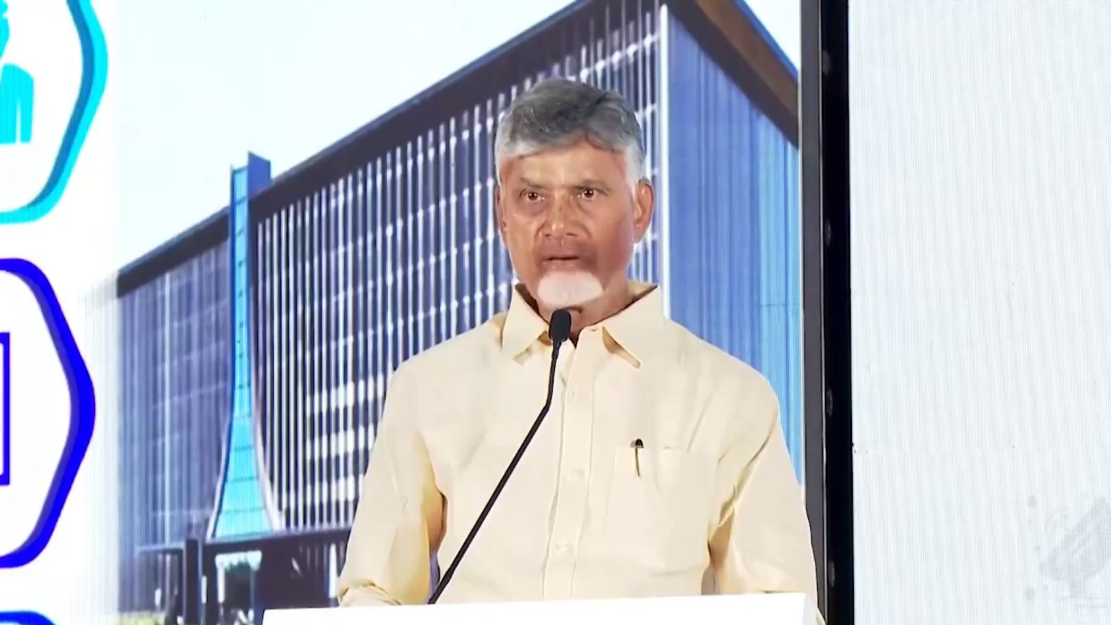 Aerial view of Amaravati construction showing CRDA buildings and upcoming bank headquarters