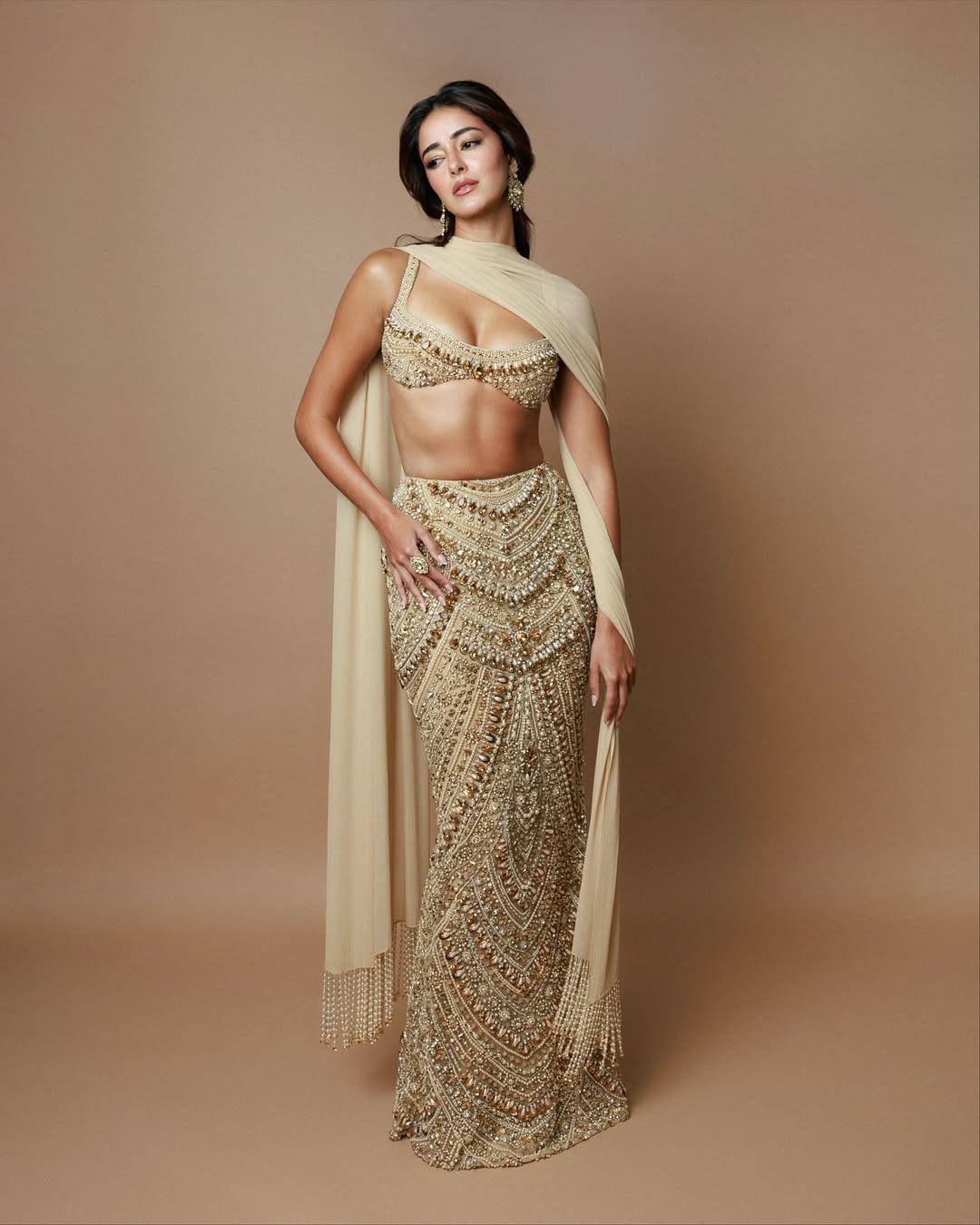 Ananya Panday In Golden Embellished Lehenga