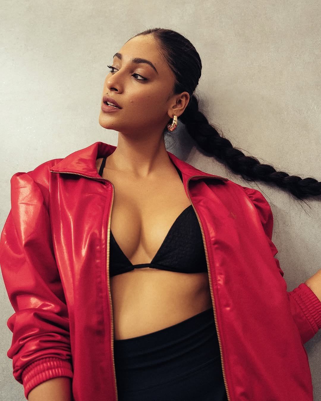 Anukreethy Vas Flaunts Curves In Hot Red Jacket