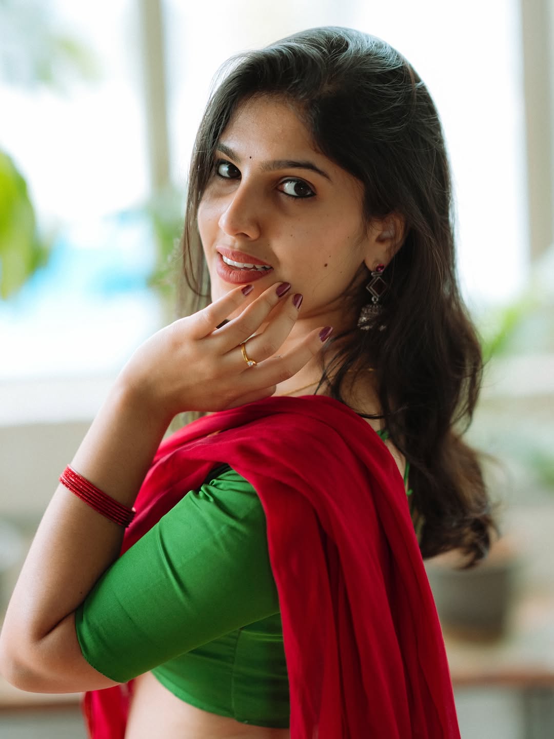 Bhoomica Stunning Pose In Red Saree