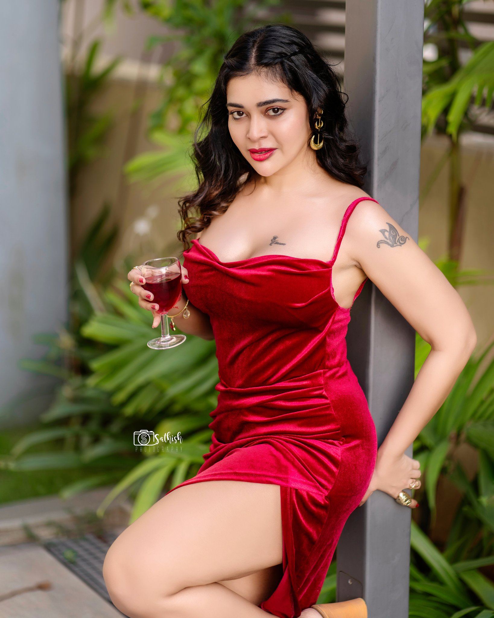 Dharsha Gupta In Fiery Red Dress Look