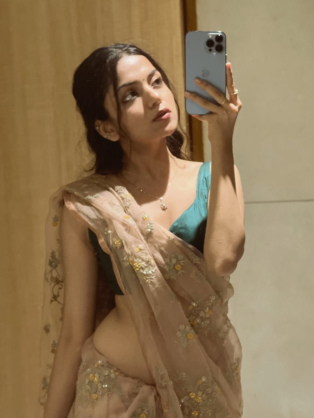 Hansika Krishna In Floral Saree Look