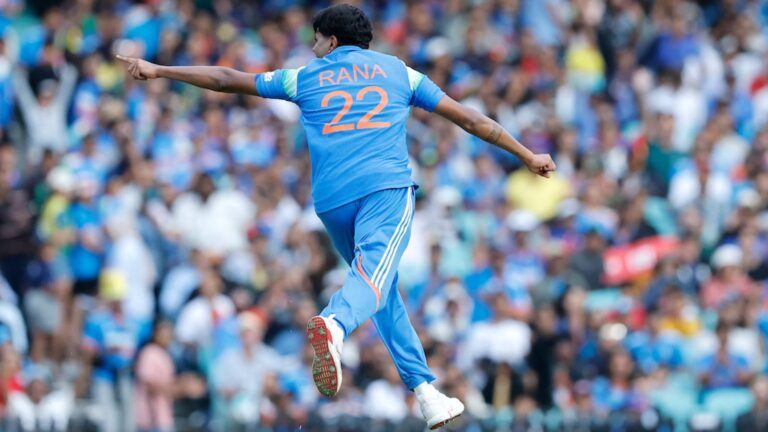 Harshit Rana celebrates a wicket at SCG