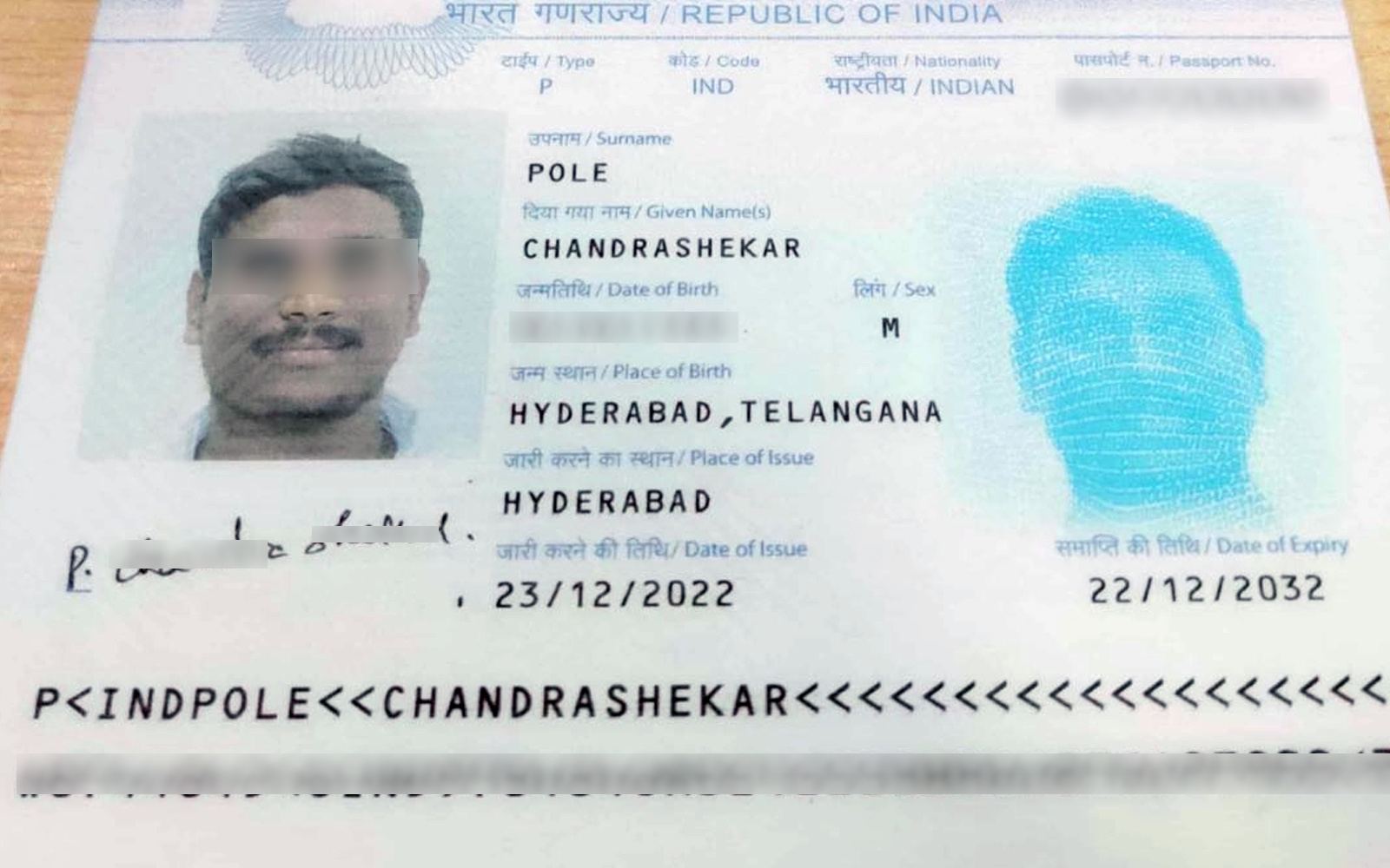 Hyderabad student Chandrashekar Pole