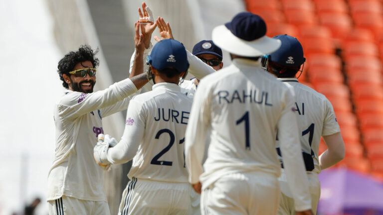India celebrates Test win over West Indies