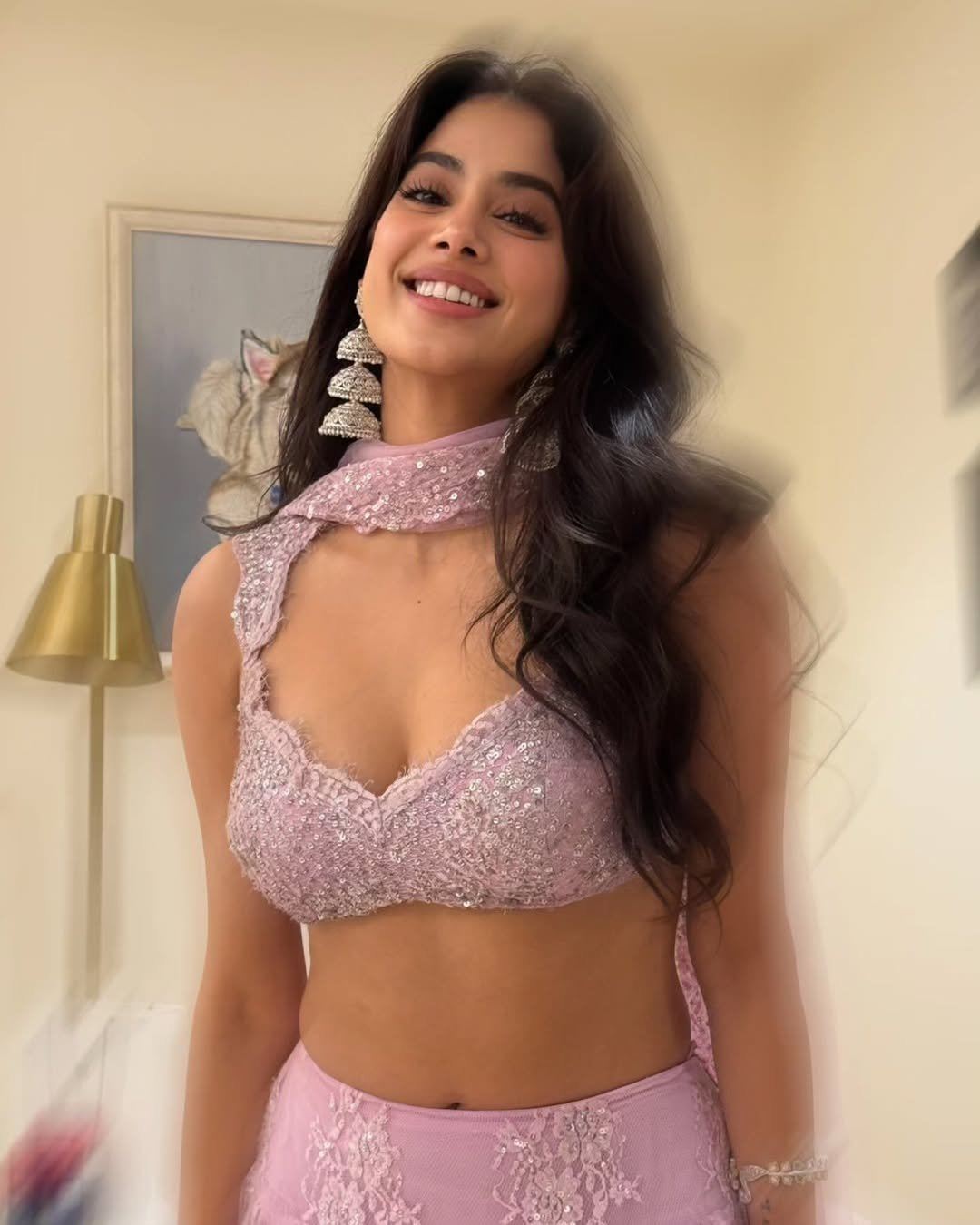Janhvi Kapoor Dazzles In Pastel Pink Lehenga