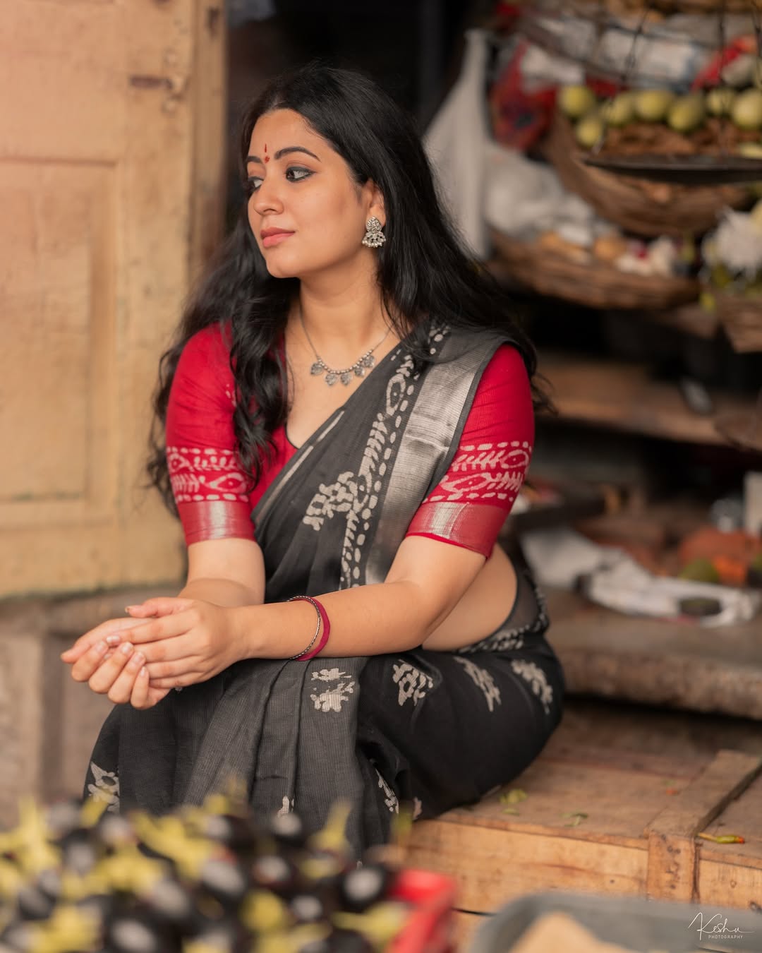 Kanduri Sudha Elegant Look Near Stone Wall