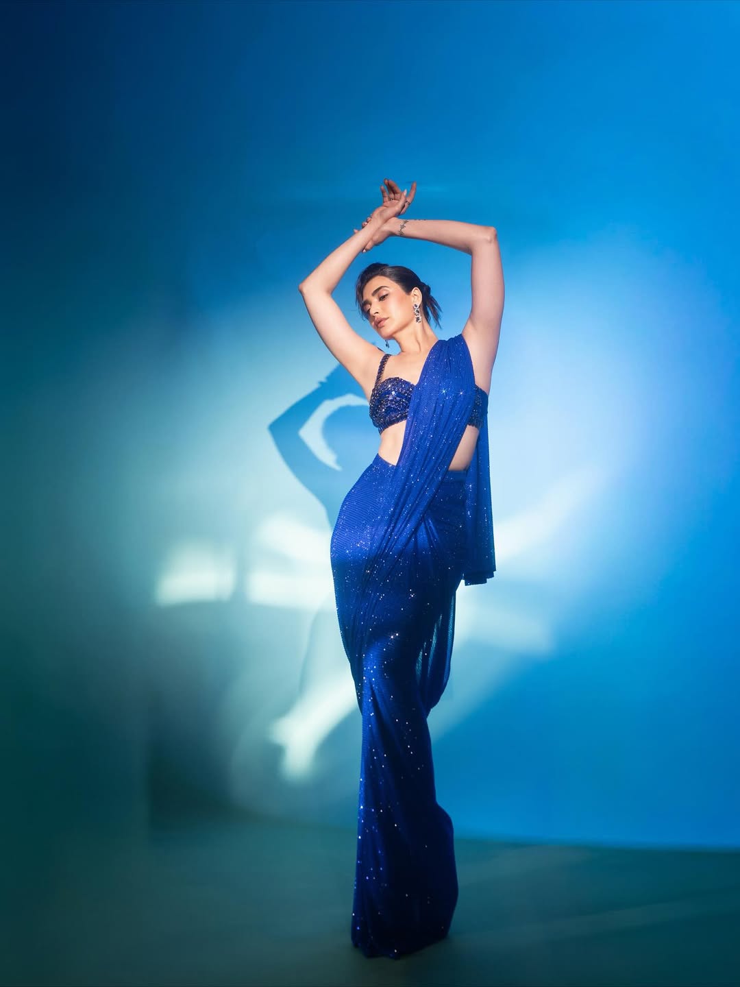 Karishma Tanna Blue Saree Fashion Edit