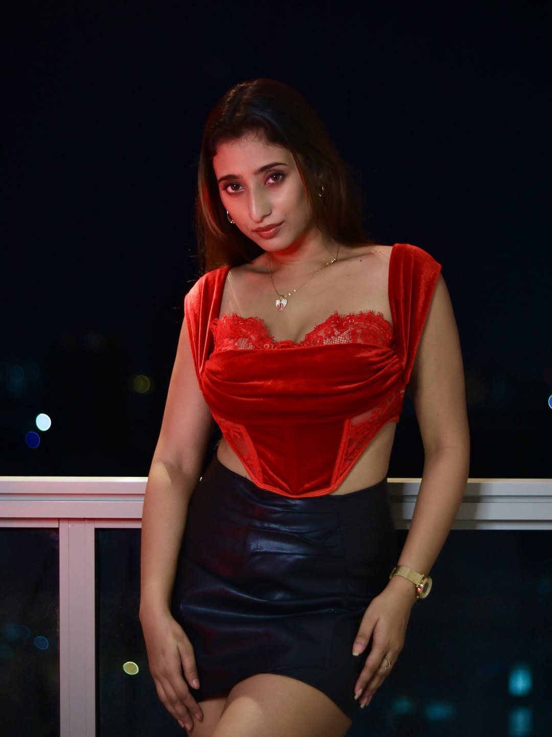 Kheyali Nath In Red Velvet Glam Pose