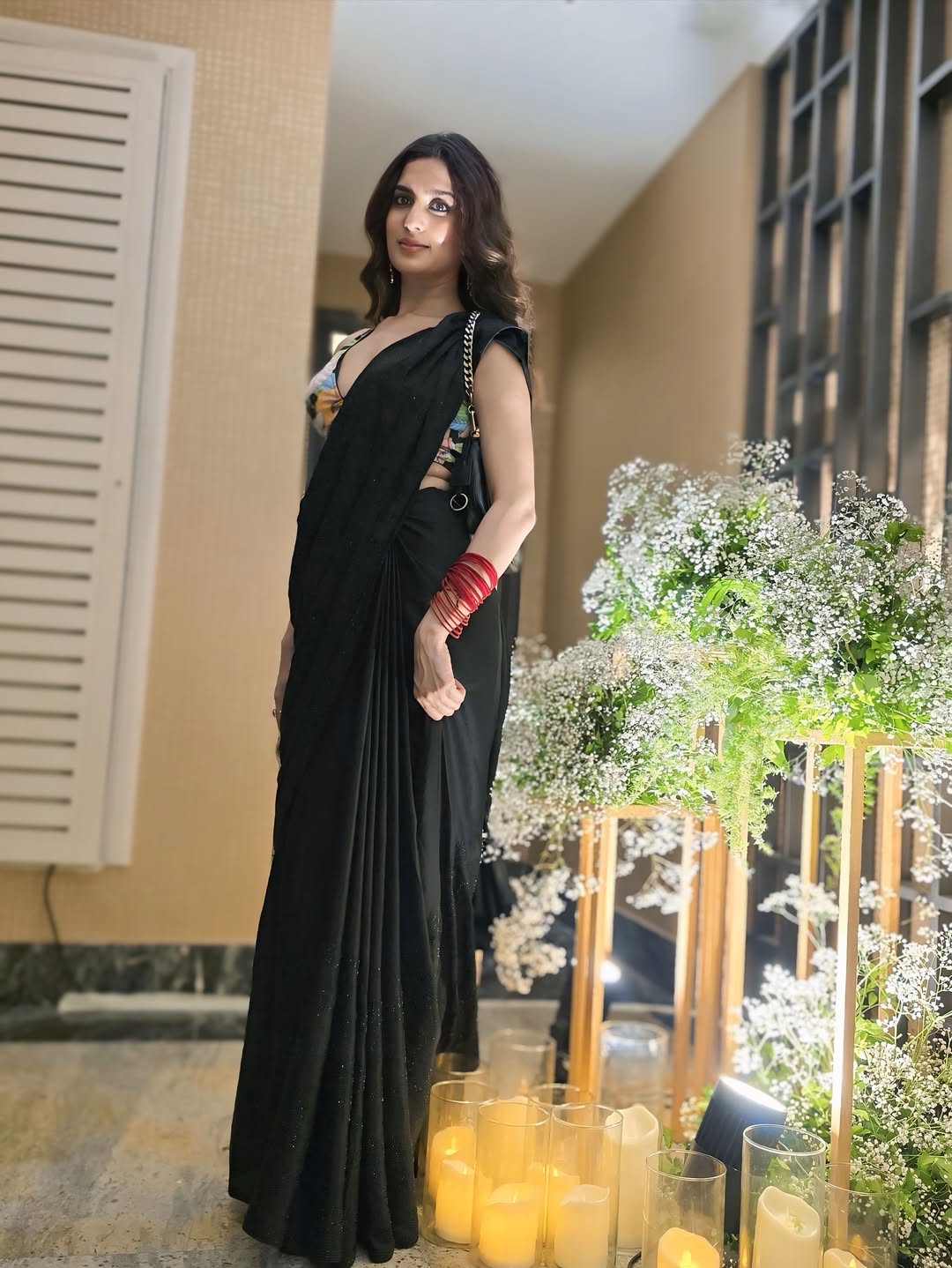Krushna Patil Slays Black Saree Fashion