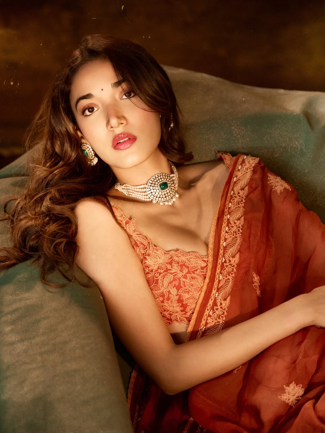 Medha Shankr In Red Saree Glam Pose