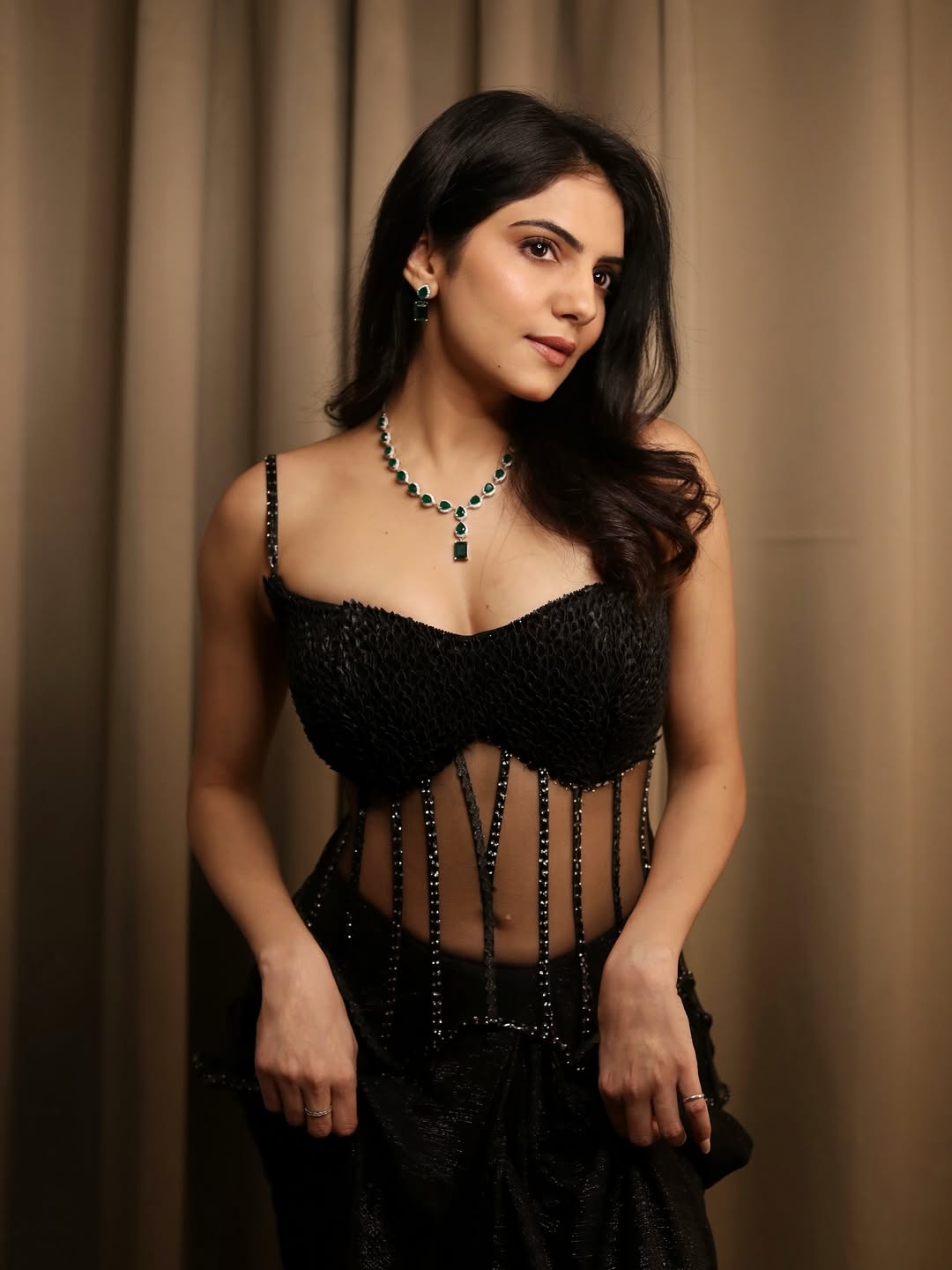 Misha Narang Glamorous Black Outfit Pose