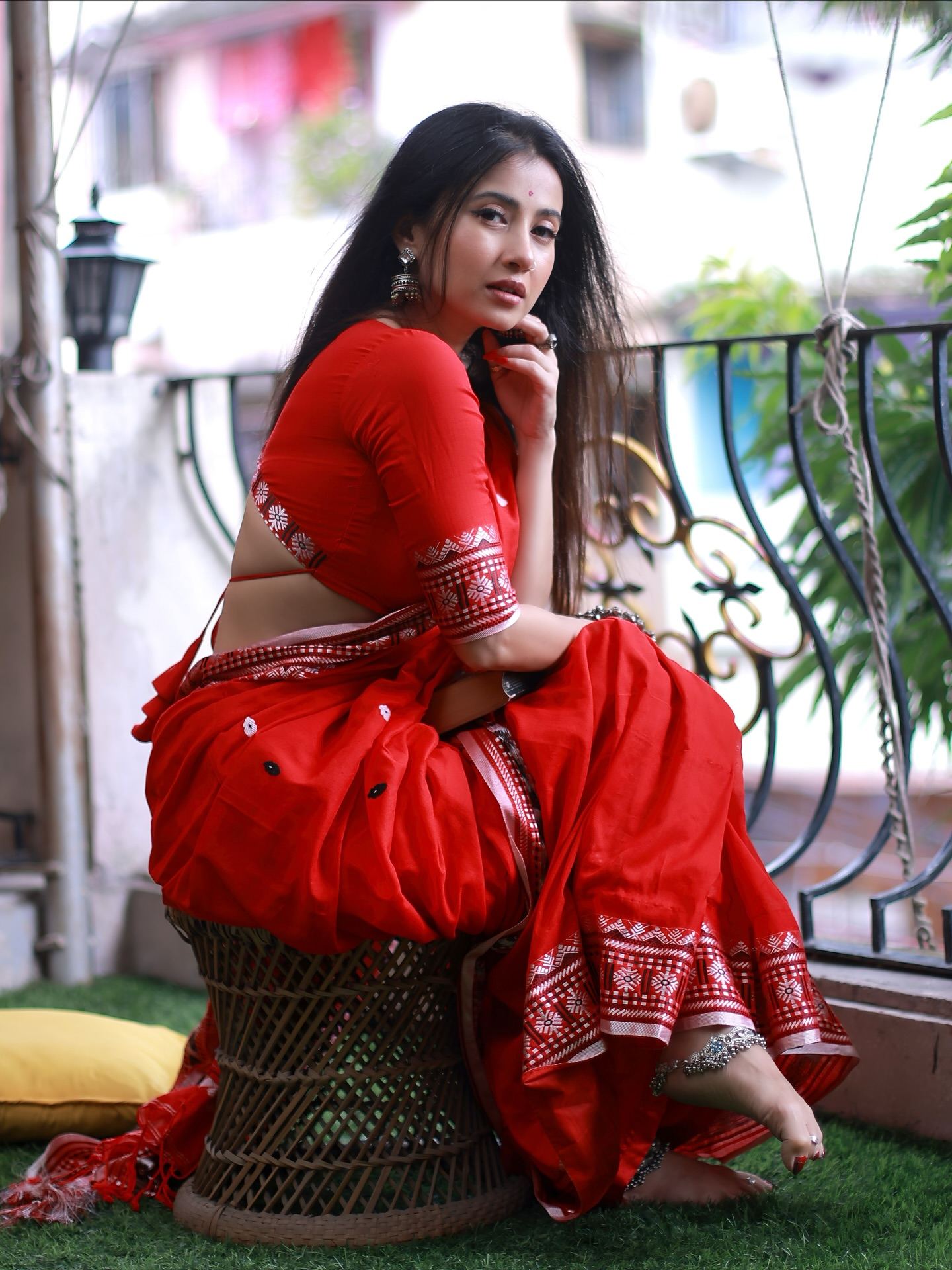Monami Ghosh Radiates Grace In Red Drapes