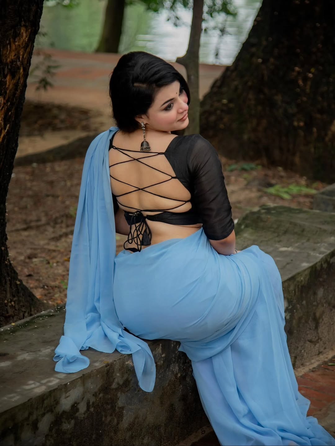 Mumtahina Jahan Black Blouse Saree Glam