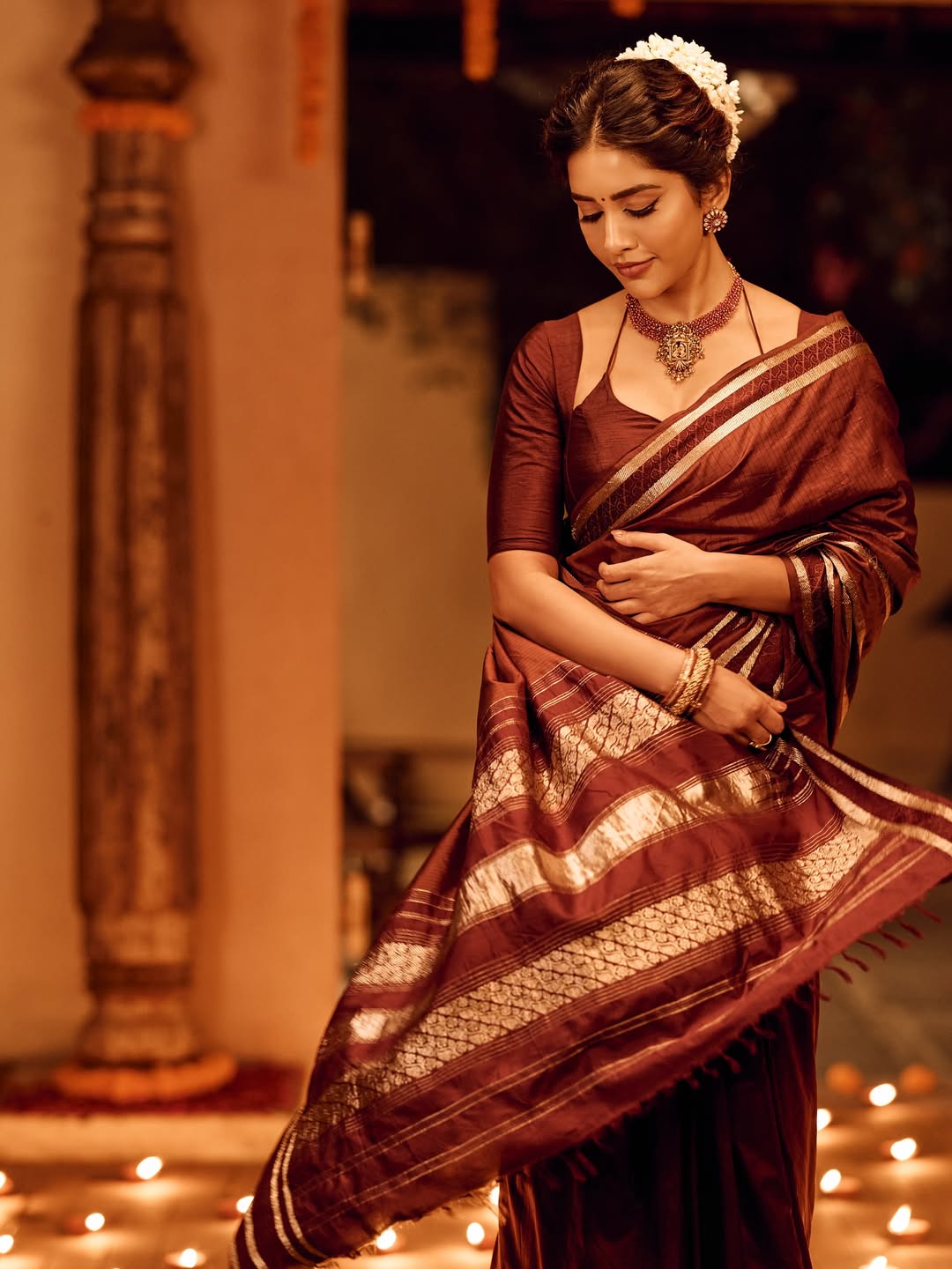 Nabha Natesh Poses Amid Diwali Diyas