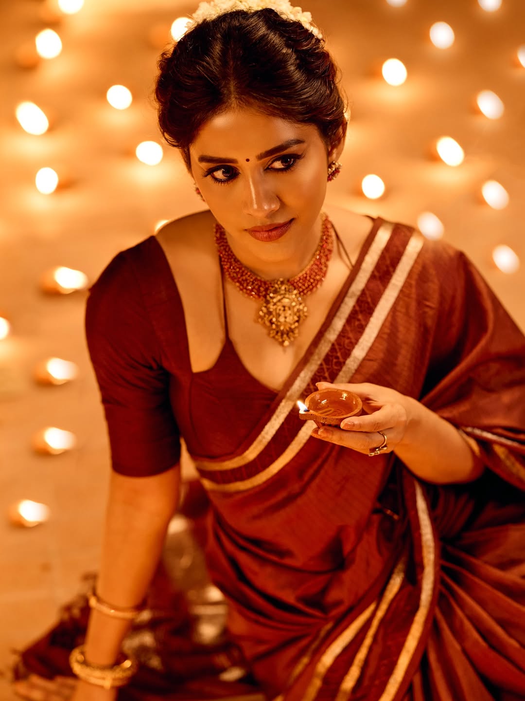 Nabha Natesh Holding Diya Gracefully