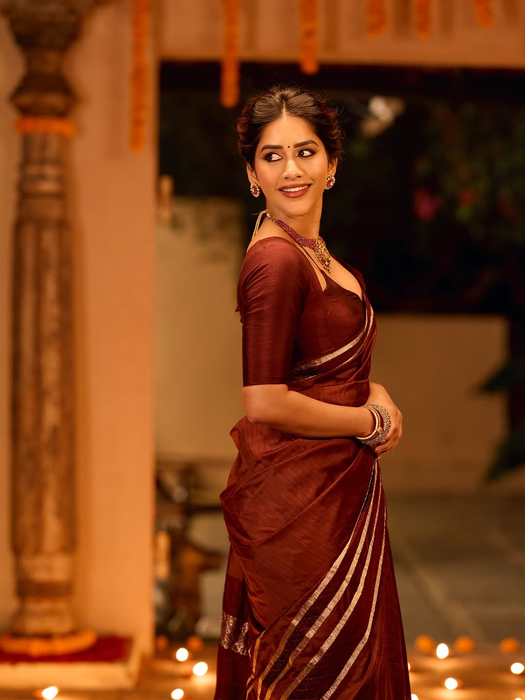 Nabha Natesh Grace In Silk Saree Portrait