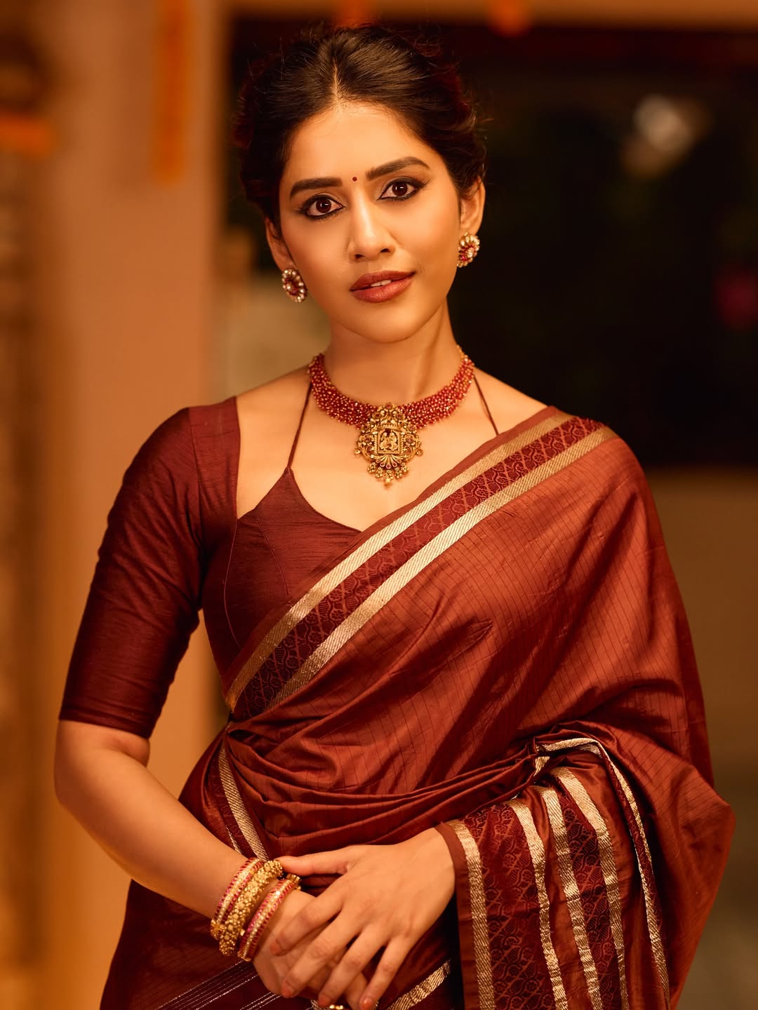 Elegant Nabha Natesh In Festive Saree