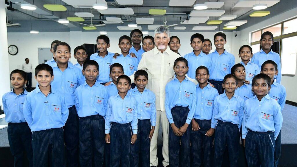 Chandrababu Naidu speaking at school event
