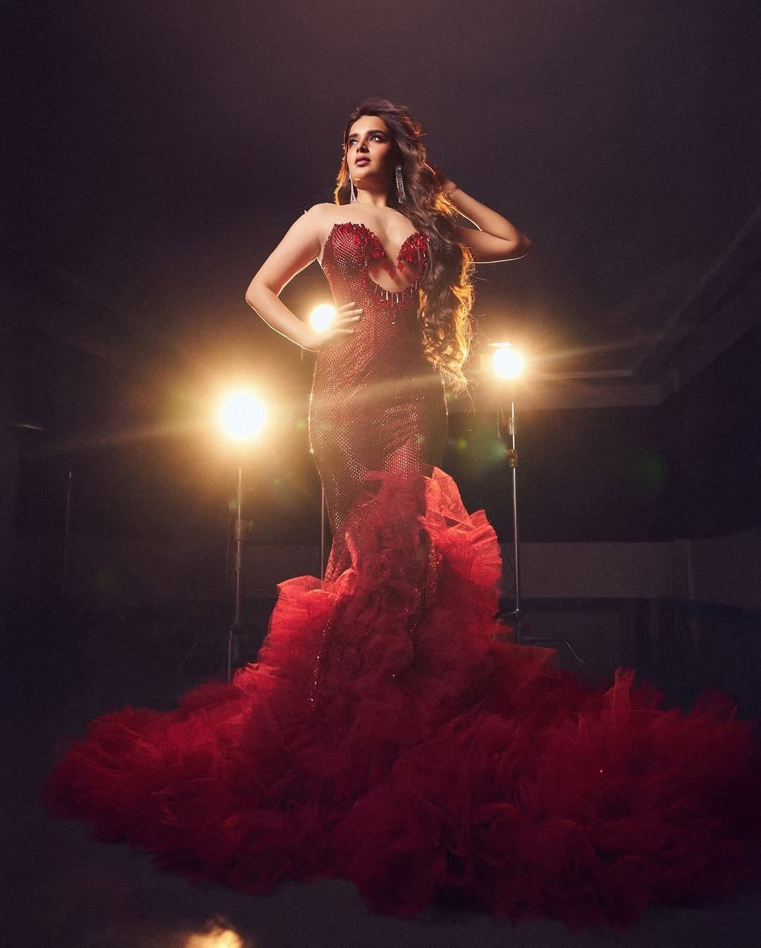 Nidhhi Agerwal Dazzles In Bold Red Glam