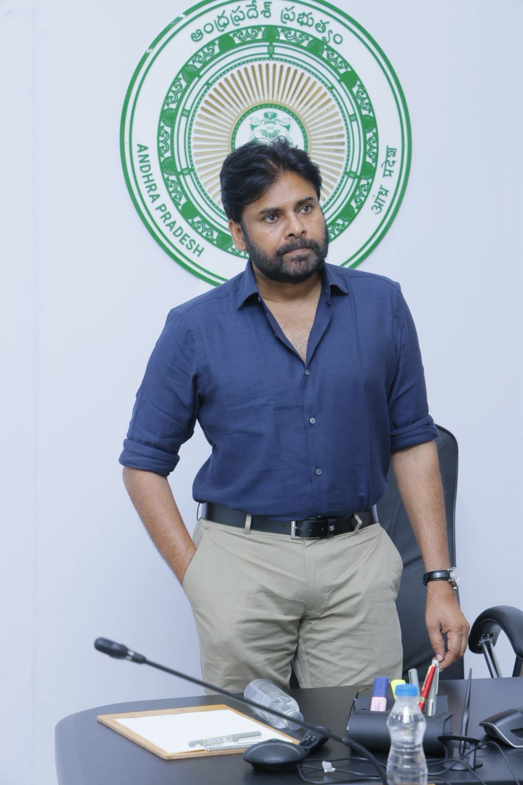 Pics: Deputy CM PK Spotted at Work In a Blue Outfit