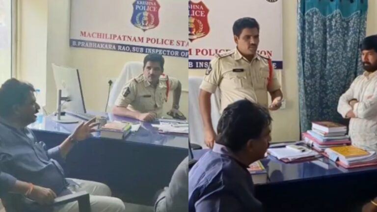 Perni Nani argues with police in Machilipatnam