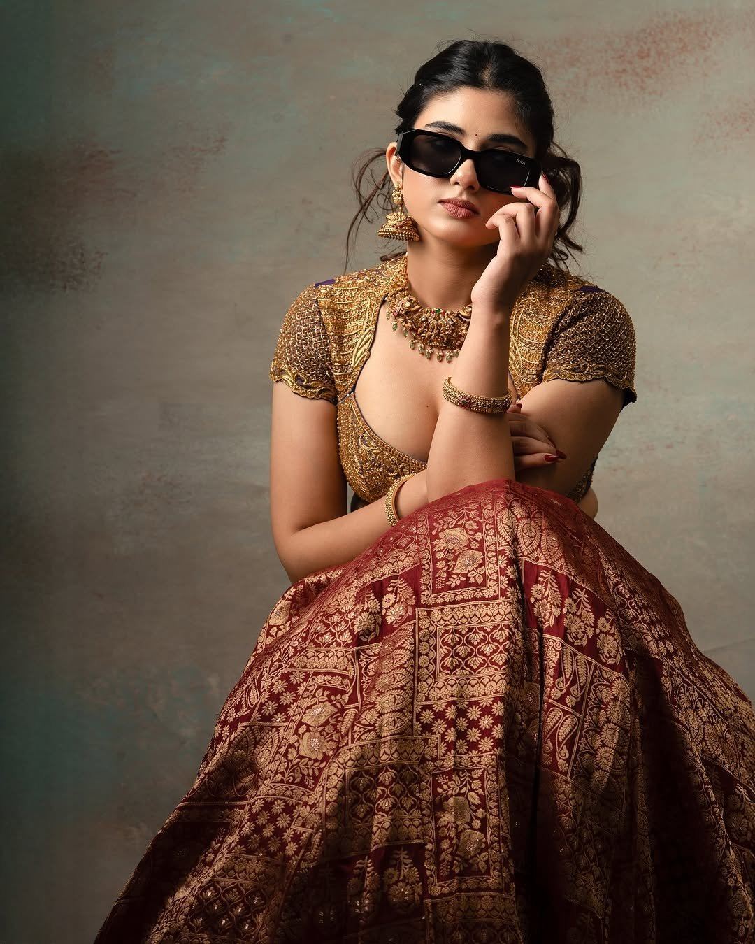 Pragya Nagra Stuns In Gold Lehenga Style