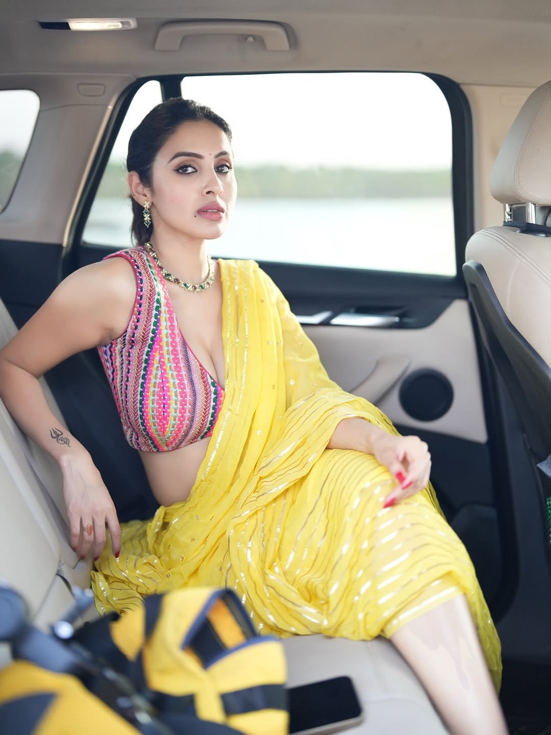 Priyanka Strikes Pose In Yellow Saree Ensemble