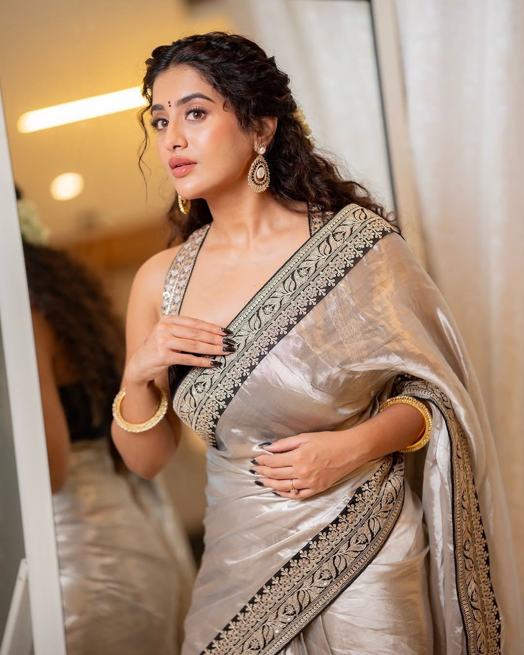 Rashi Singh Shines In Shimmer Saree Look