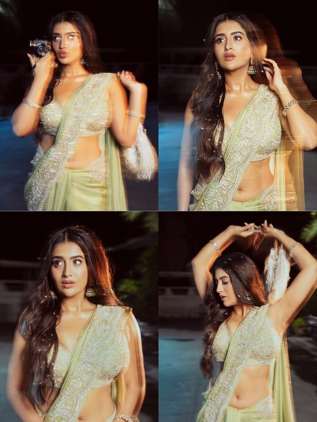 Rashi Singh Looks Stunning In Green Glam Saree