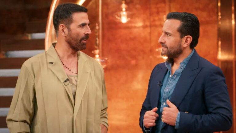 Saif Ali Khan and Akshay Kumar laughing