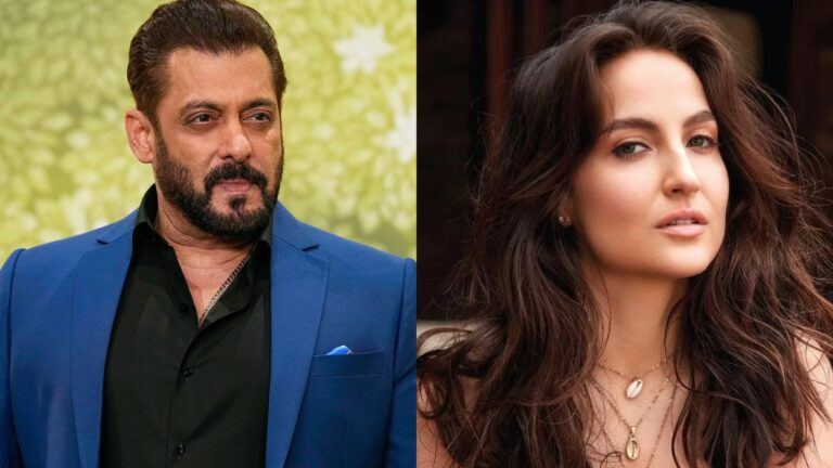 Salman Khan and Elli AvrRam smiling outdoors