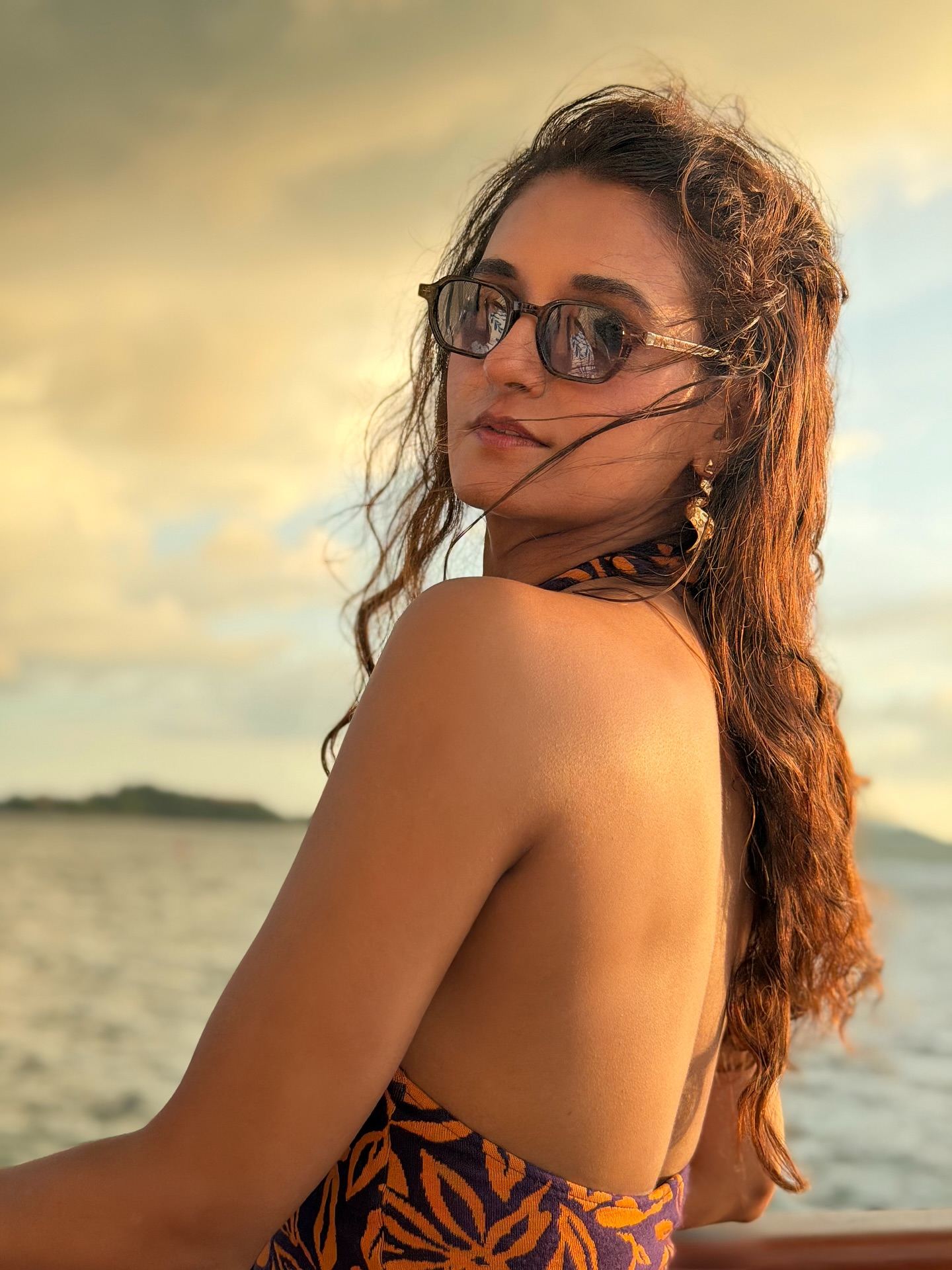 Shakti Mohan Stuns In Sunset-Toned Halter Outfit