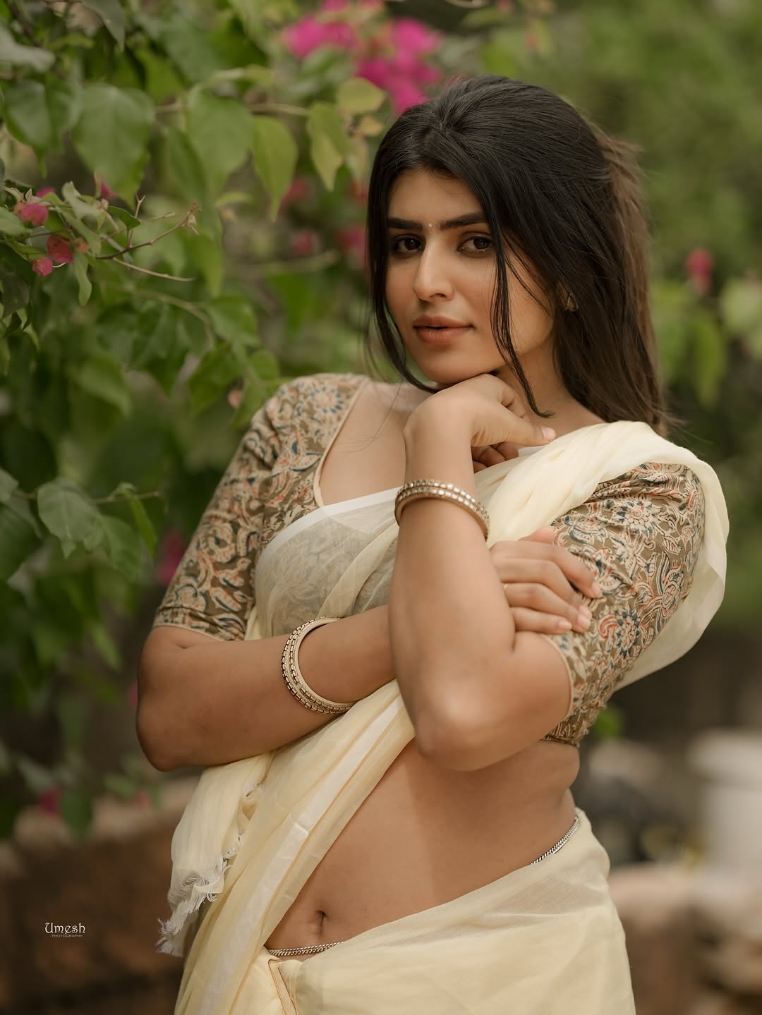 Sharanya Shetty Smiling In Elegant Saree Pose